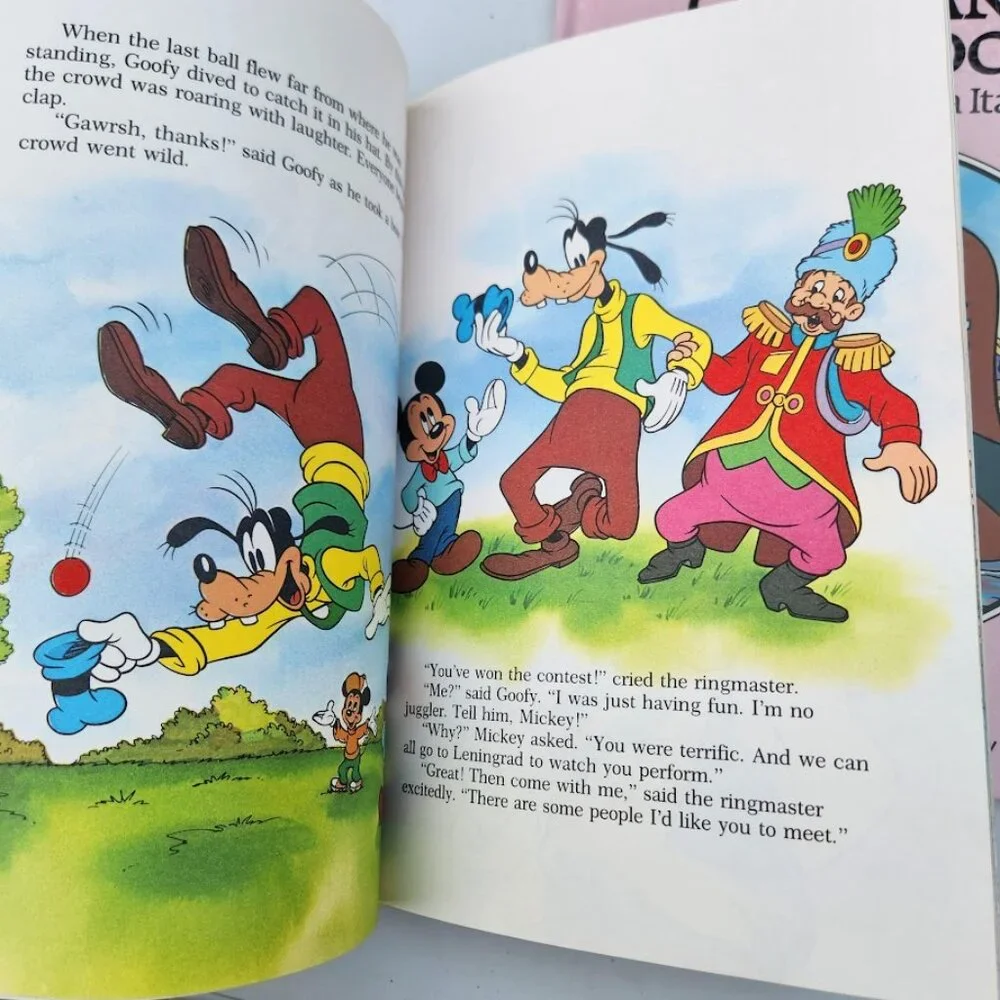 VINTAGE Disney Children's Book Bundle Goofy Small World Library 1980s Books Mick